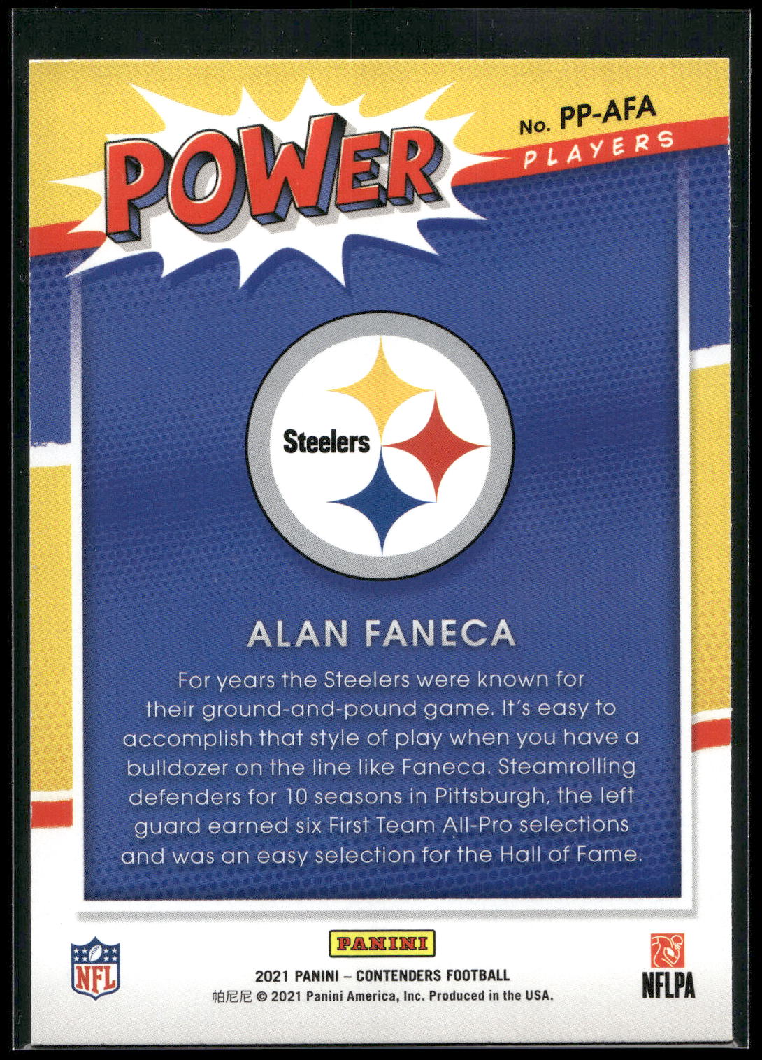 2021 Panini Contenders #PP-AFA Alan Faneca Power Players