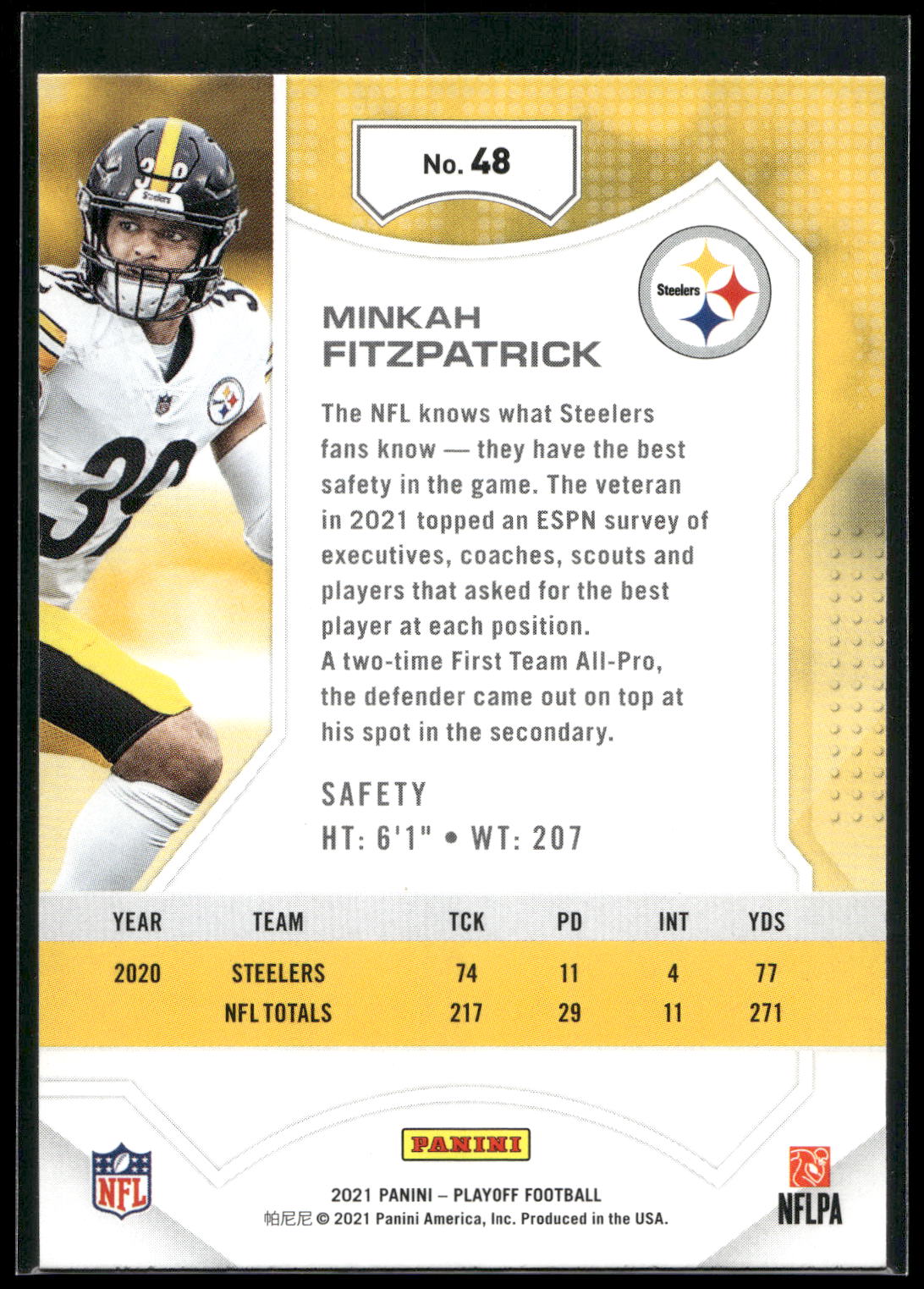 2021 Panini Playoff #48 Minkah Fitzpatrick