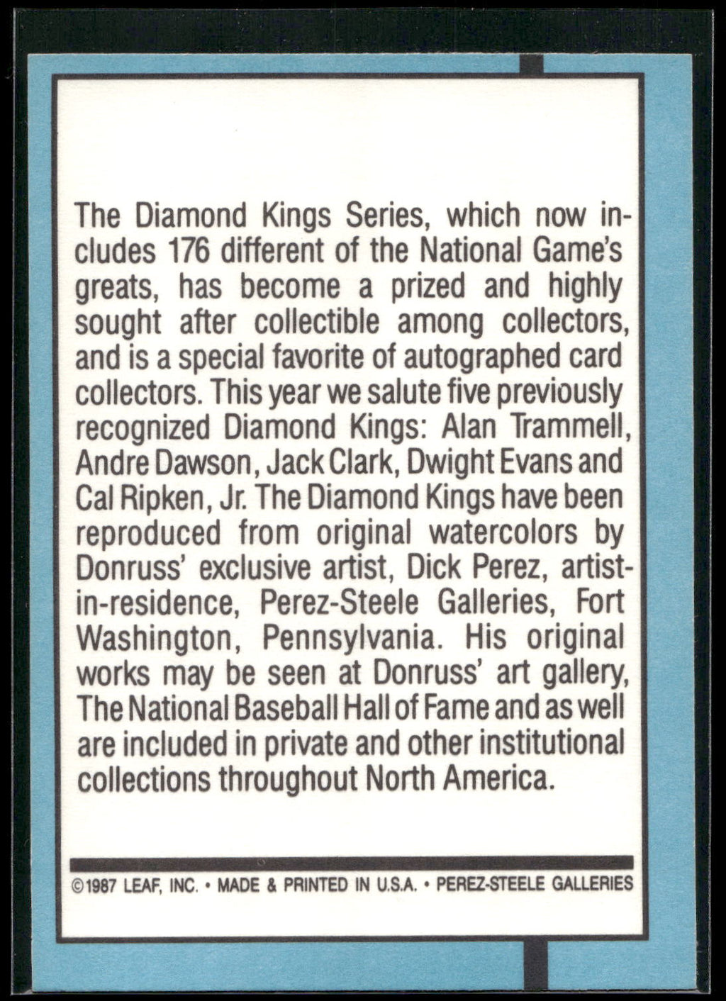 1988 Donruss #27 Diamond Kings Checklist 1-26