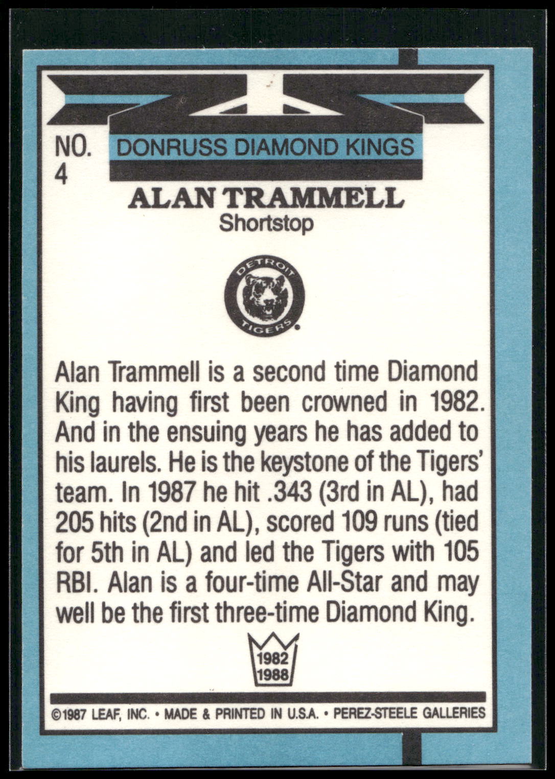 1988 Donruss #4 Alan Trammell