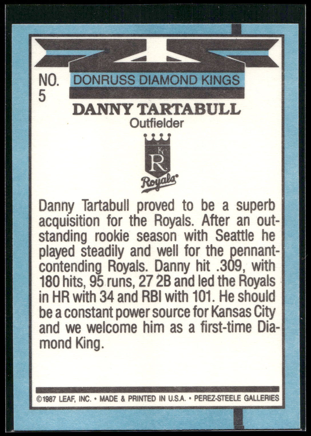 1988 Donruss #5 Danny Tartabull