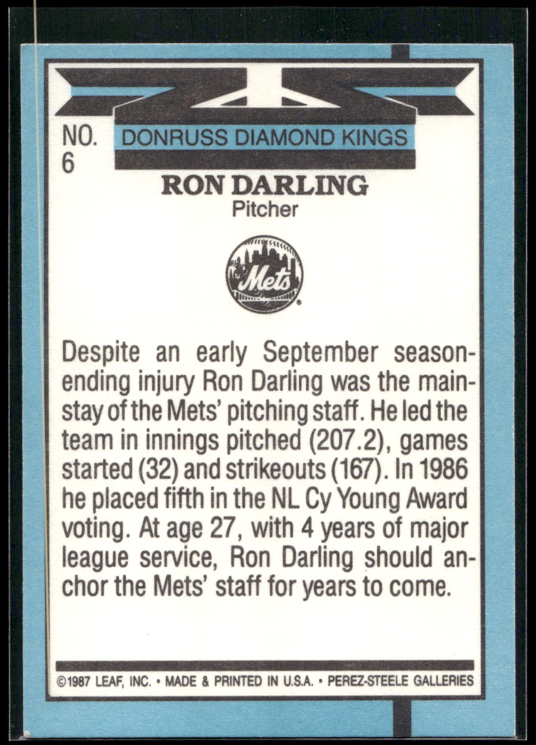 1988 Donruss #6 Ron Darling