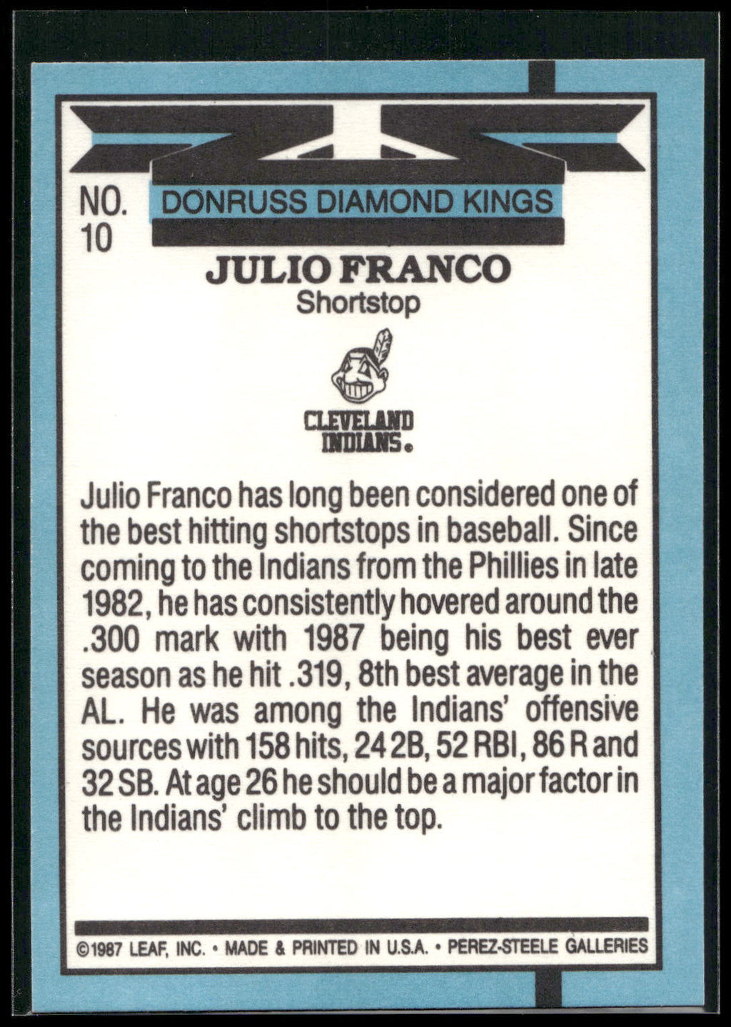 1988 Donruss #10 Julio Franco