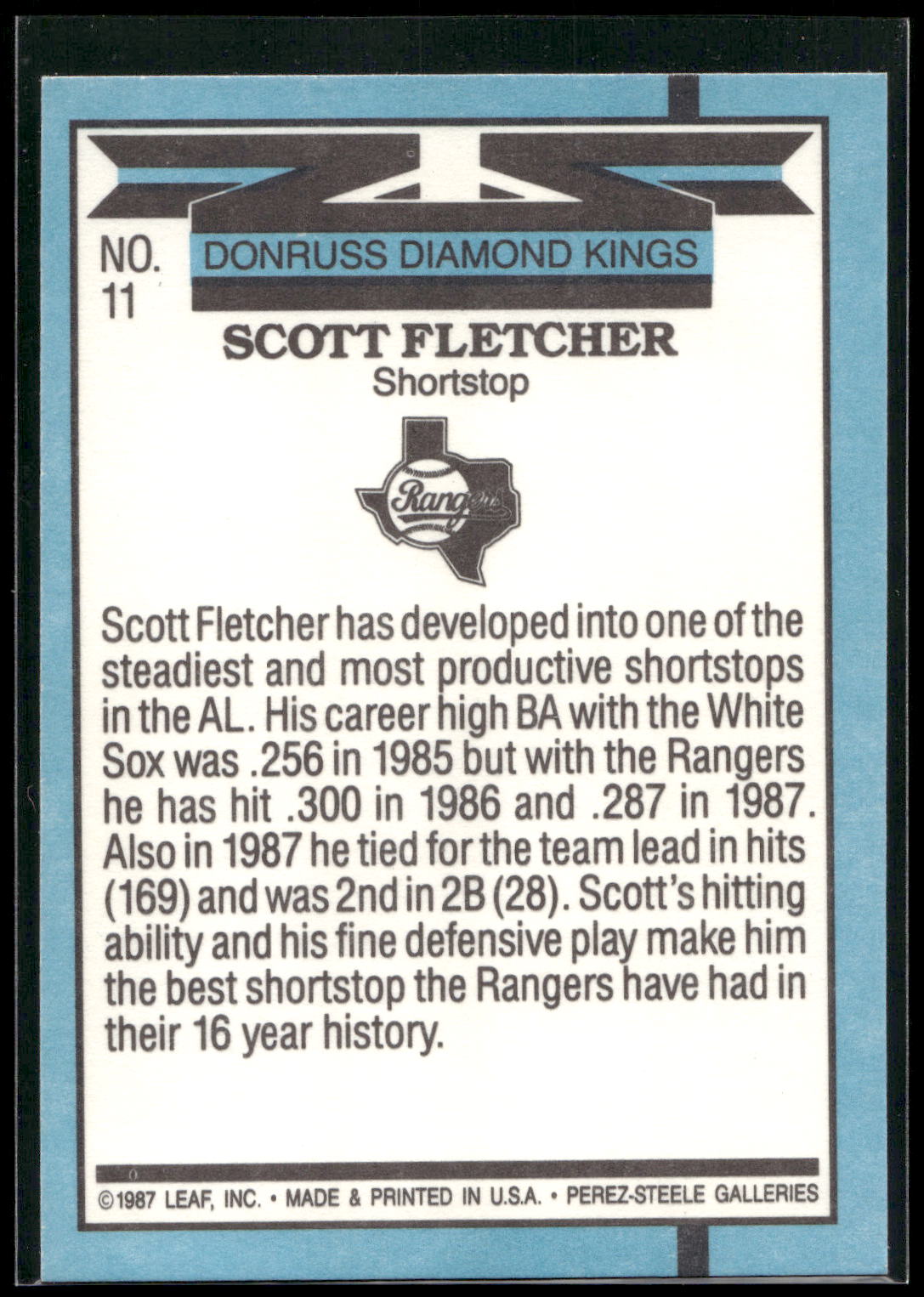 1988 Donruss #11 Scott Fletcher