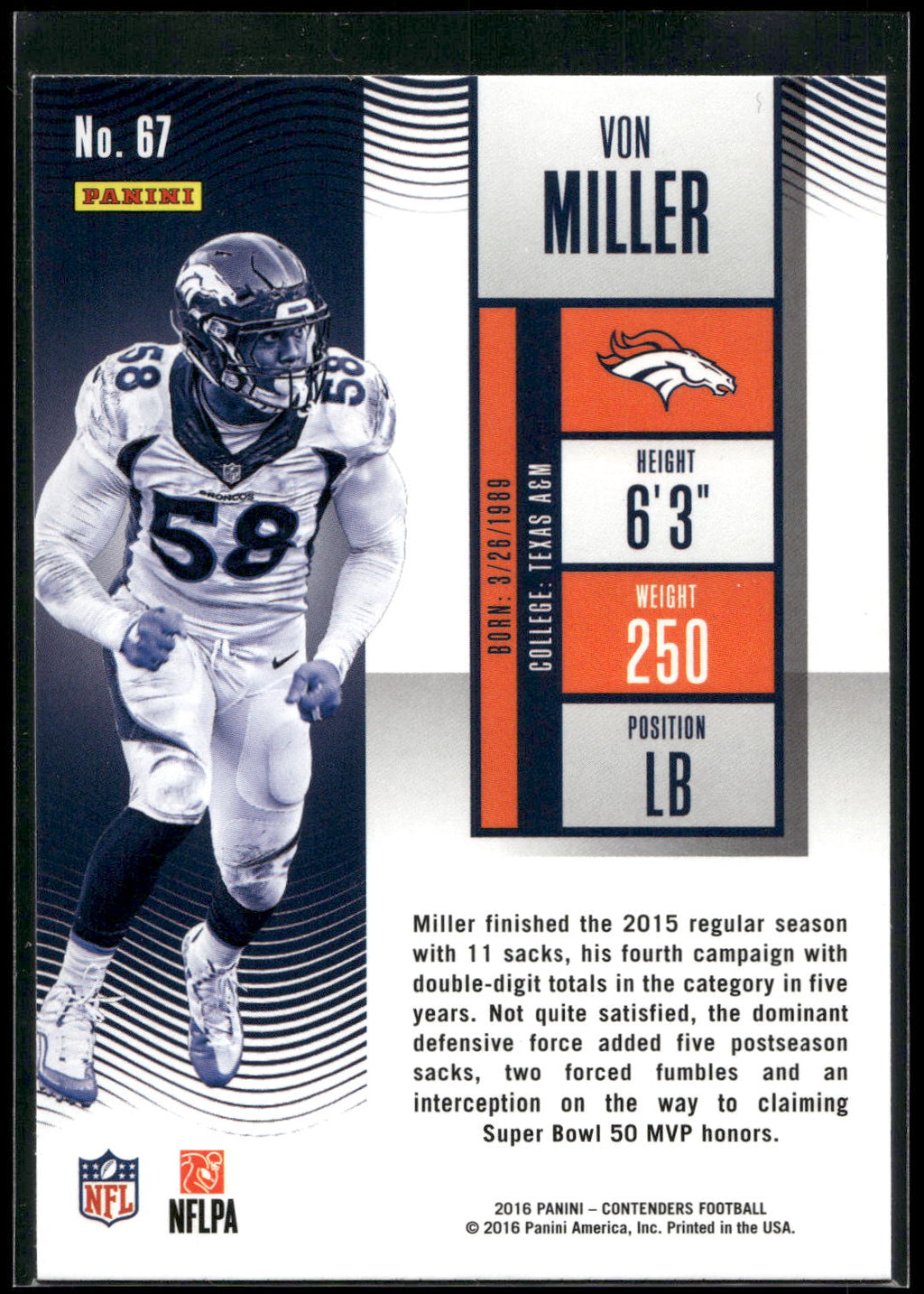 2016 Panini Contenders #67 Von Miller