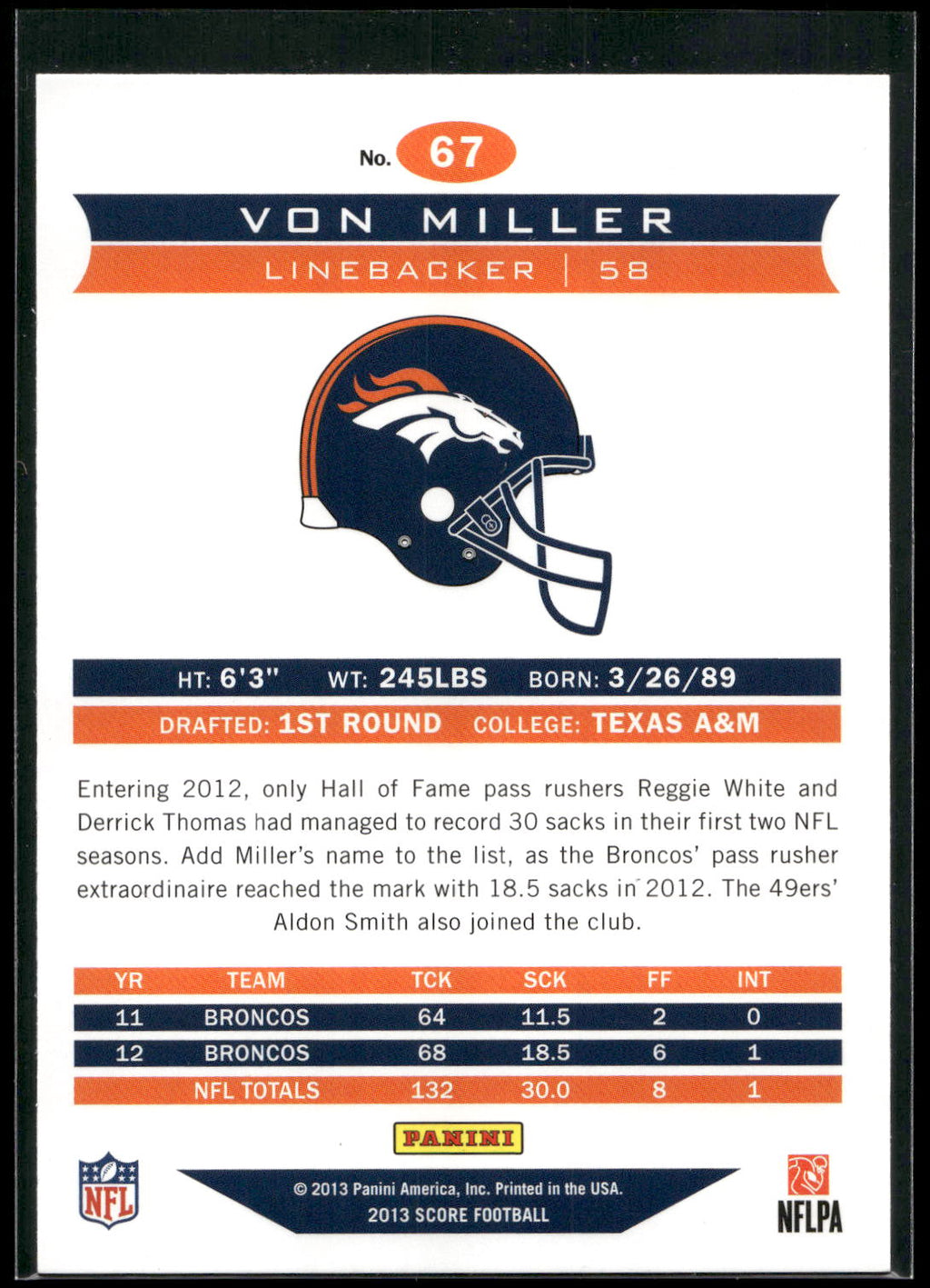 2013 Score #67 Von Miller