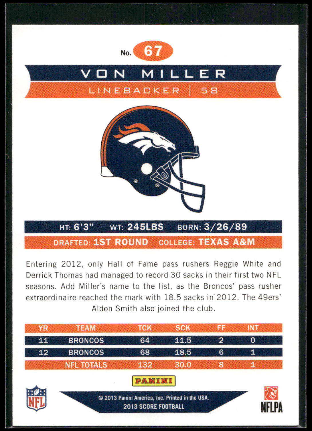 2013 Score #67 Von Miller