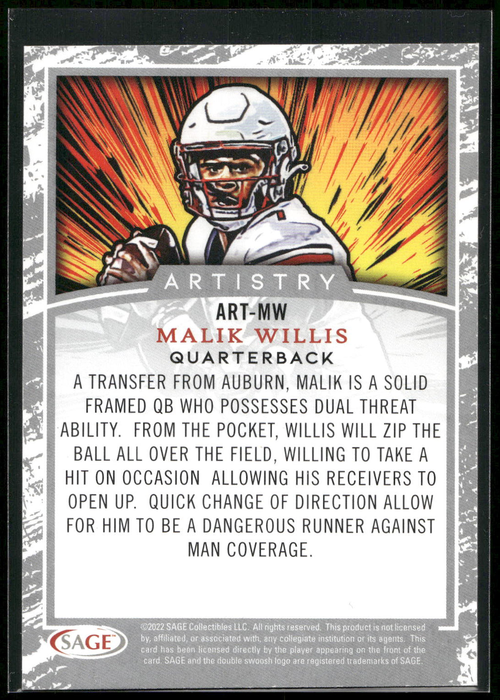 2022 SAGE #ART-MW Malik Willis Artistry