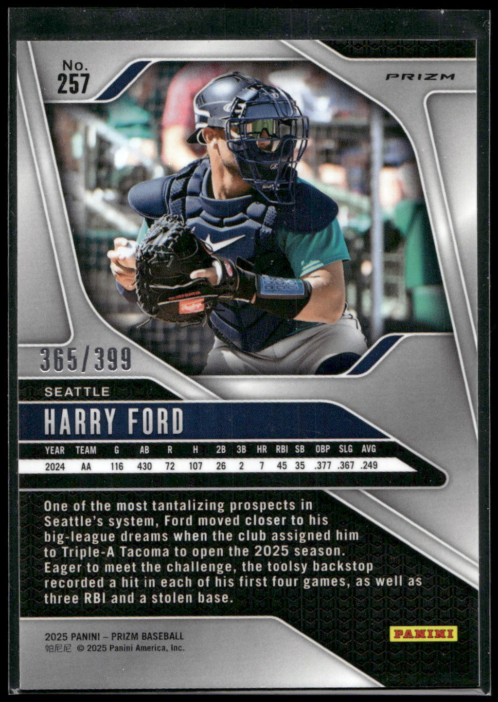 2025 Panini Prizm #257 Harry Ford Red Pulsar Prizms #/399
