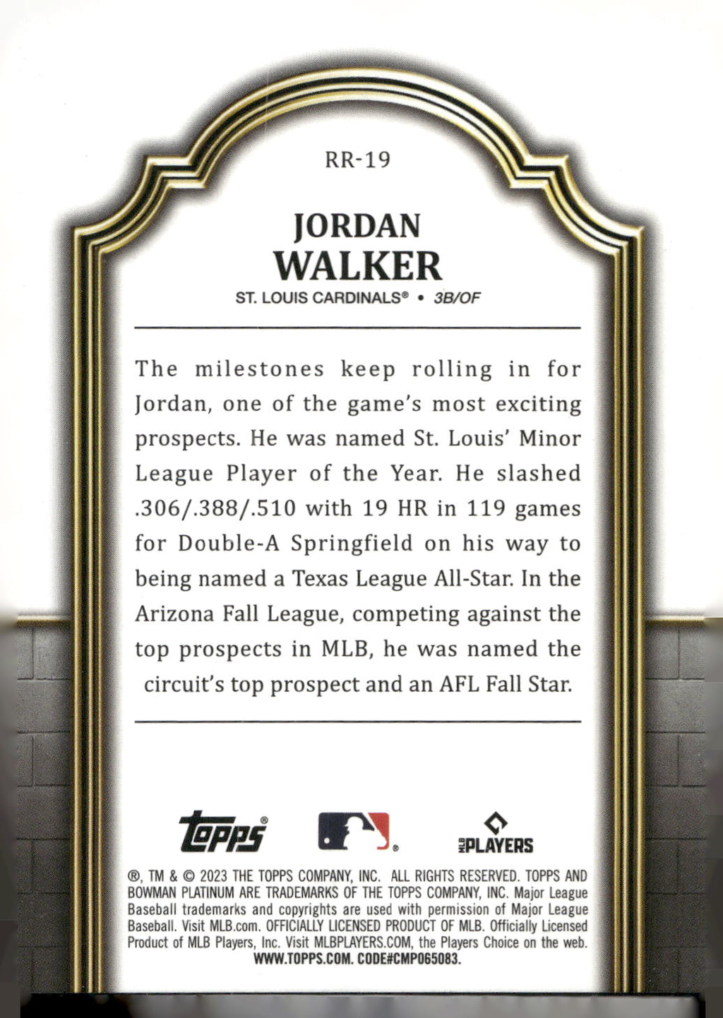 2023 Bowman Platinum #RR-19 Jordan Walker Renowned Rookies
