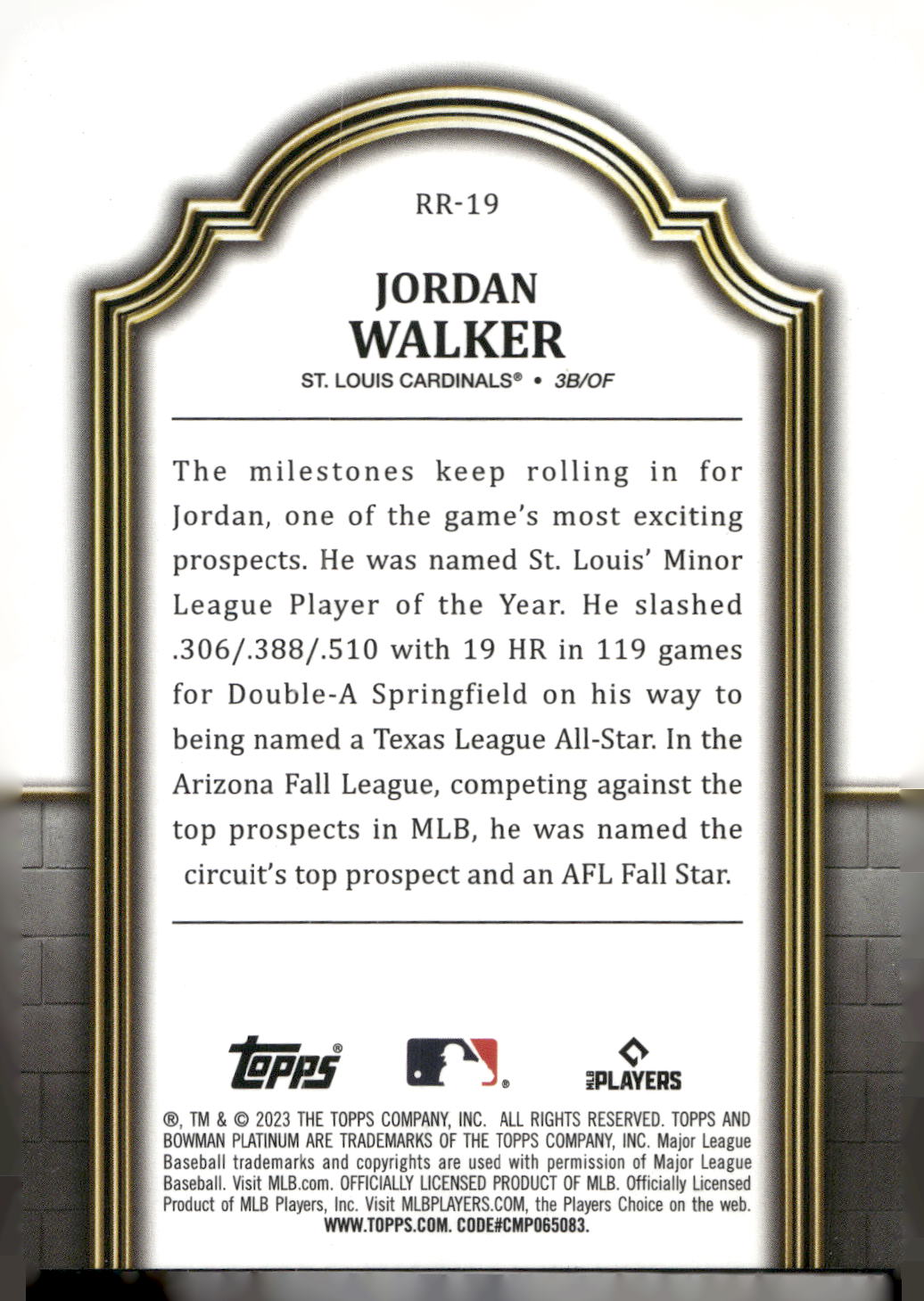 2023 Bowman Platinum #RR-19 Jordan Walker Renowned Rookies