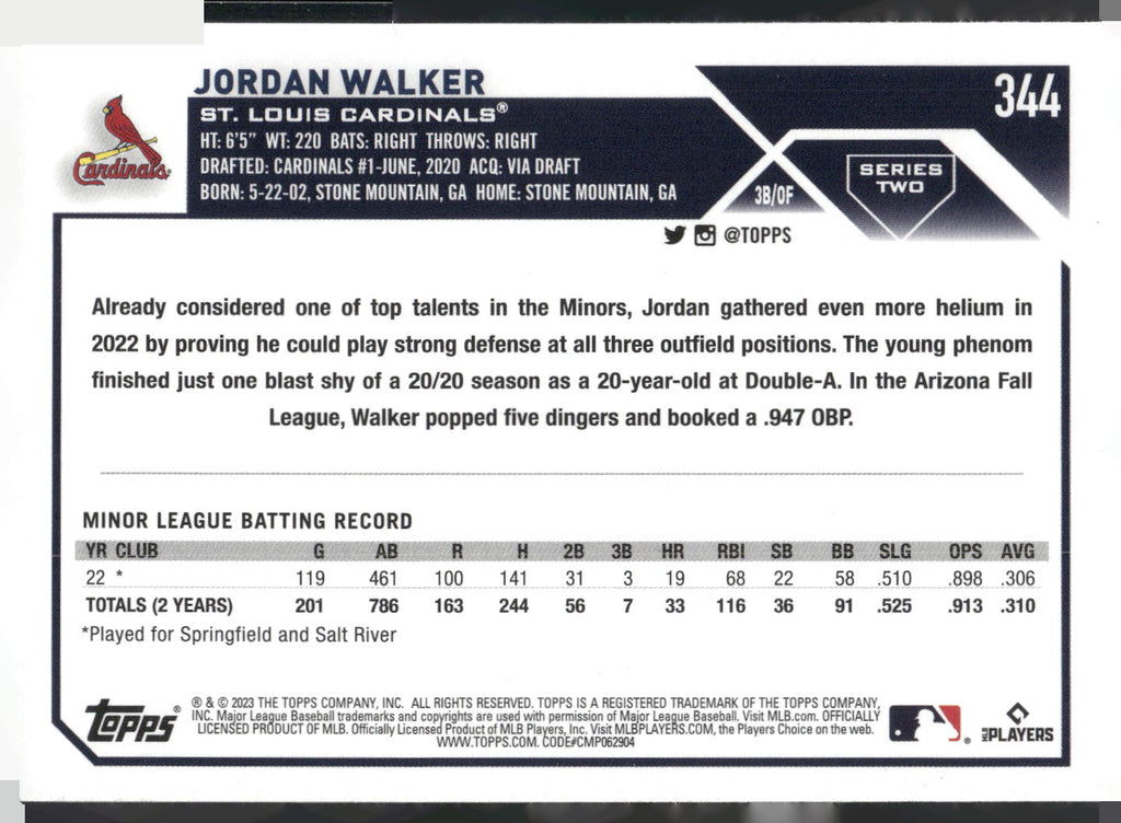 2023 Topps #344 Jordan Walker
