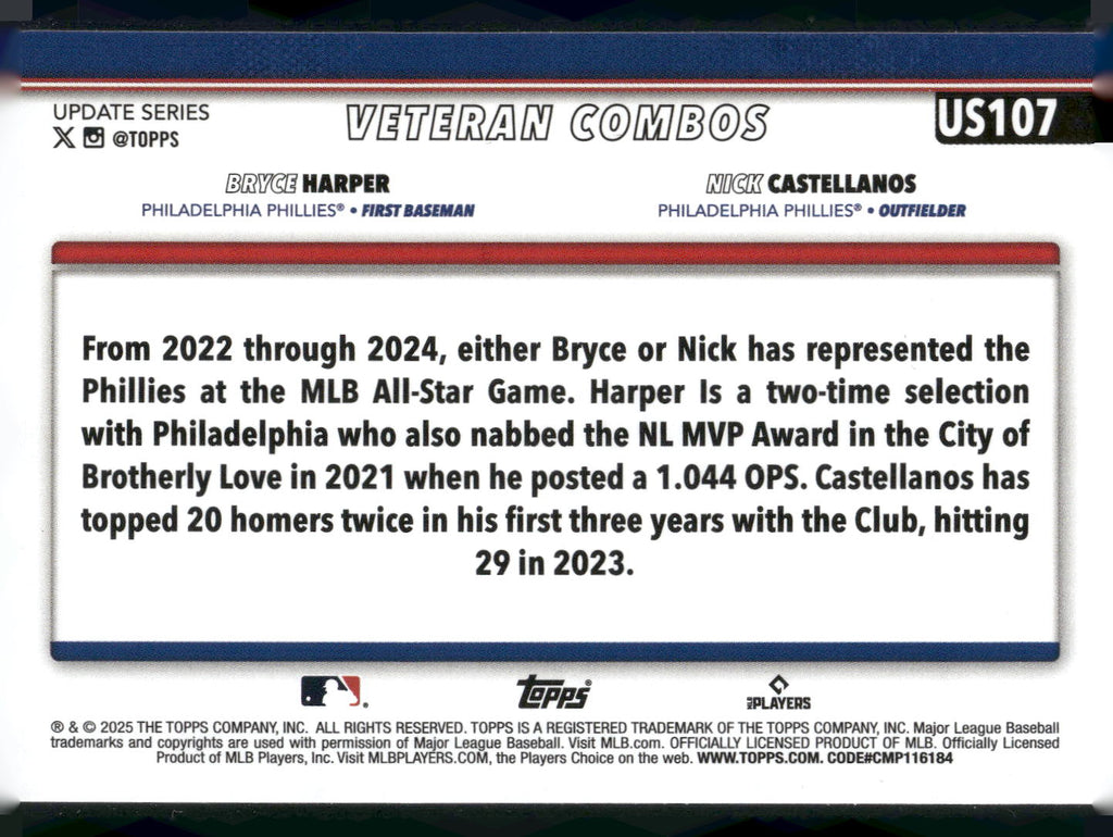 2025 Topps Update #US107 So Phabulous! (Bryce Harper / Nick Castellanos)