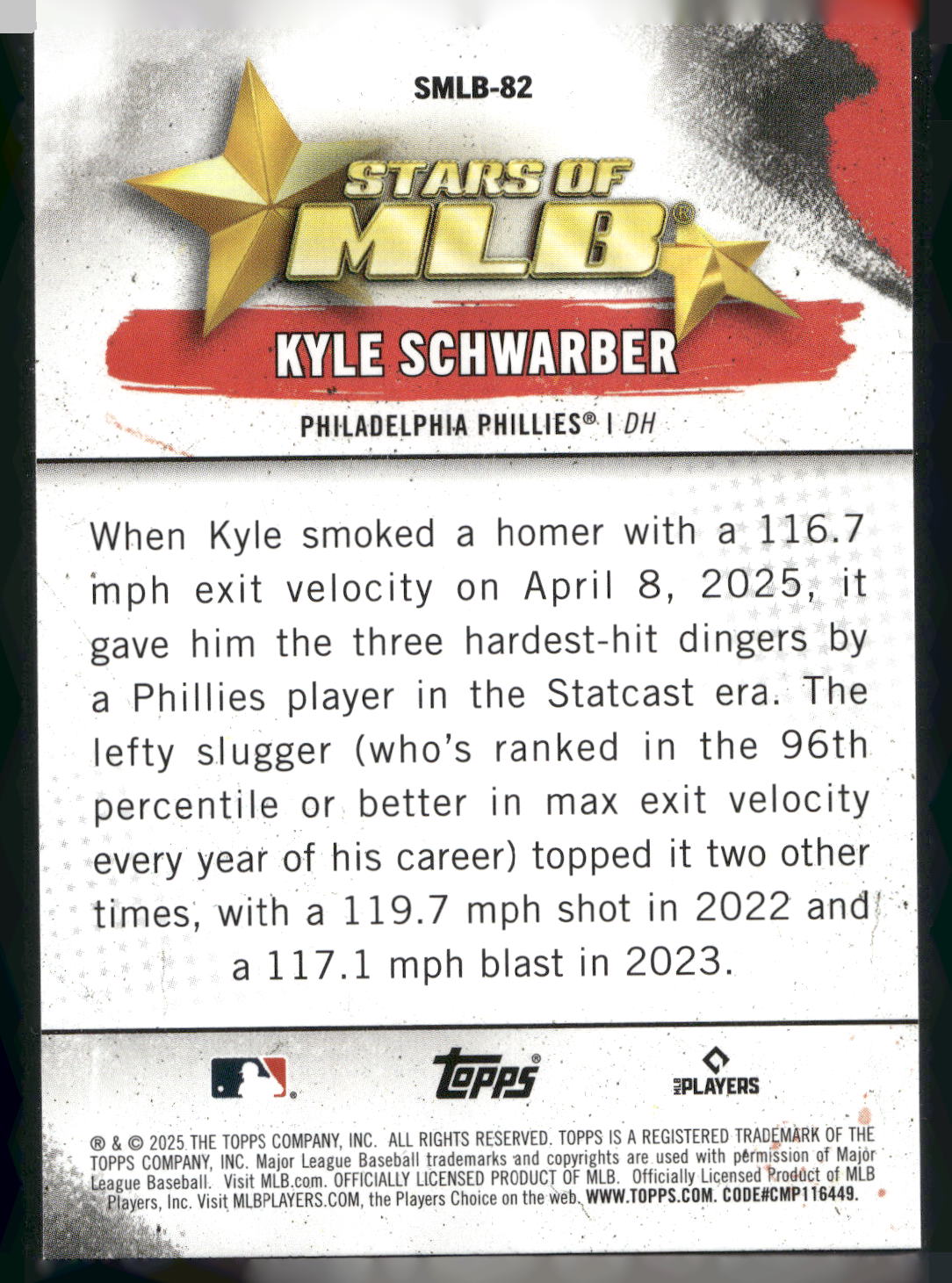 2025 Topps Update #SMLB-82 Kyle Schwarber Stars of MLB