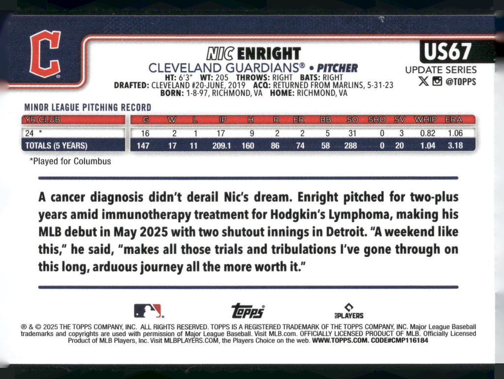 2025 Topps Update #US67 Nic Enright