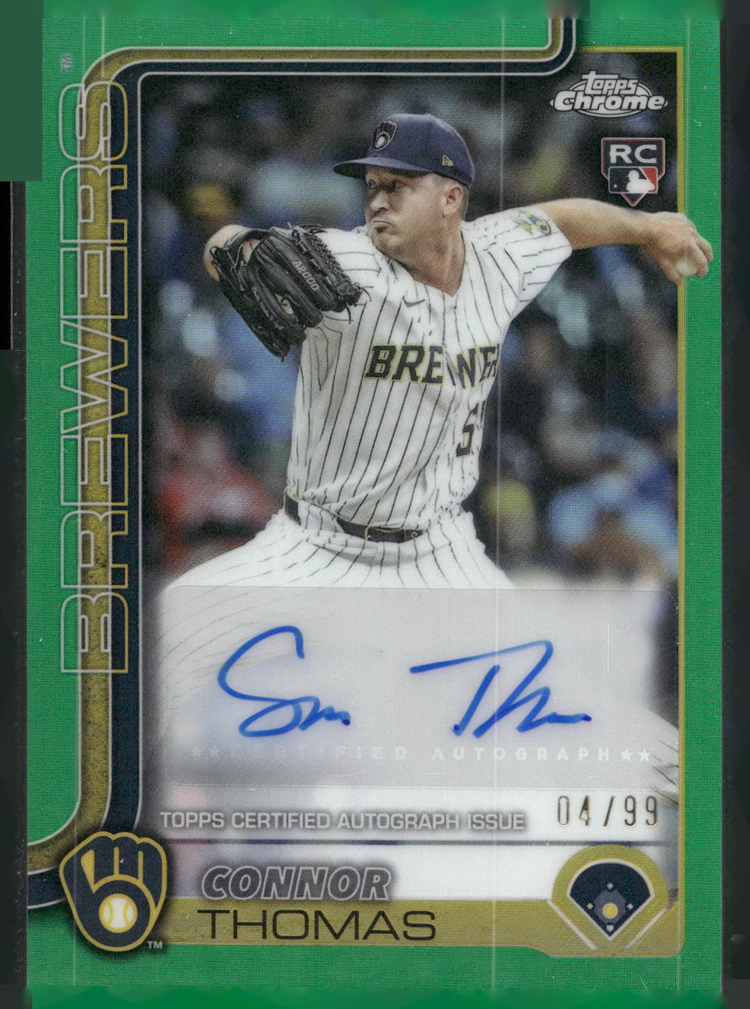 2025 Topps Chrome Update #AC-CT Connor Thomas Autographs Green Refractors #/99