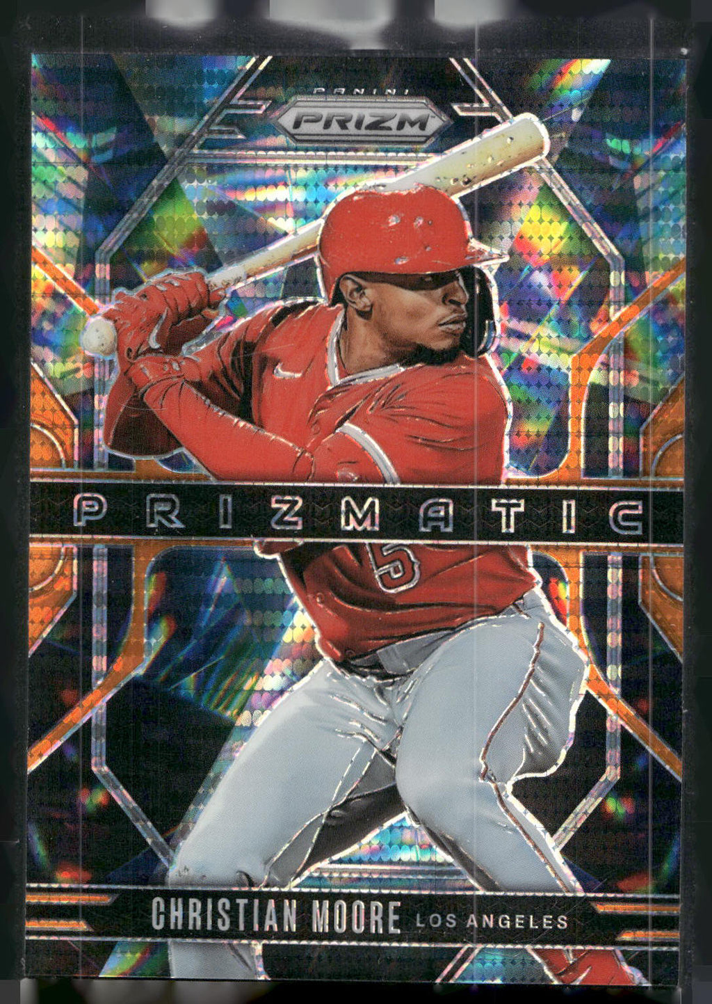 2025 Panini Prizm #6 Christian Moore Prizmatic Orange Prizms #/399