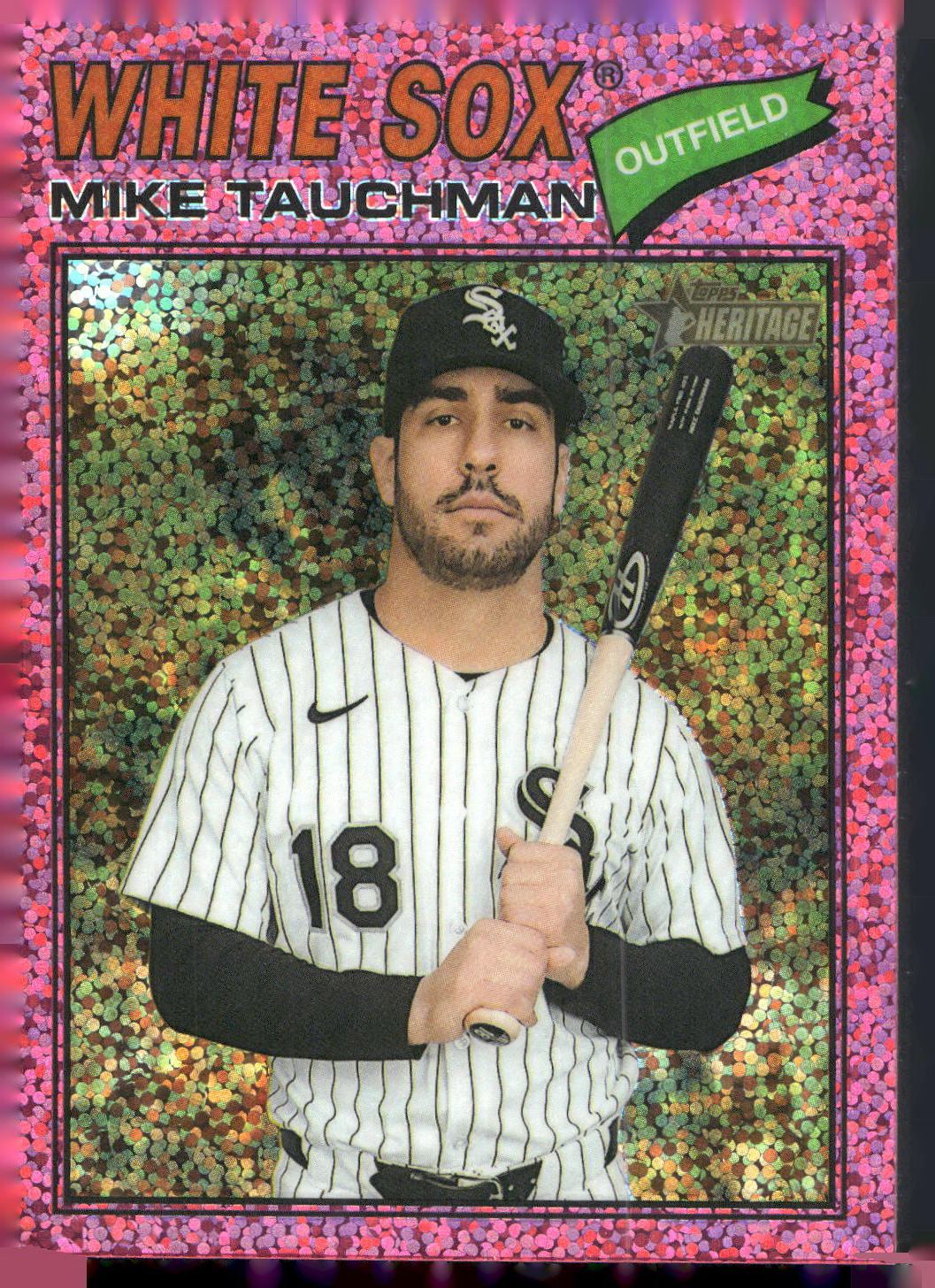 2026 Topps Heritage #90 Mike Tauchman Chrome Pink Sparkle Refractors