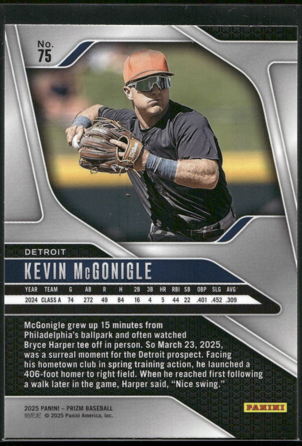 2025 Panini Prizm #75 Kevin McGonigle