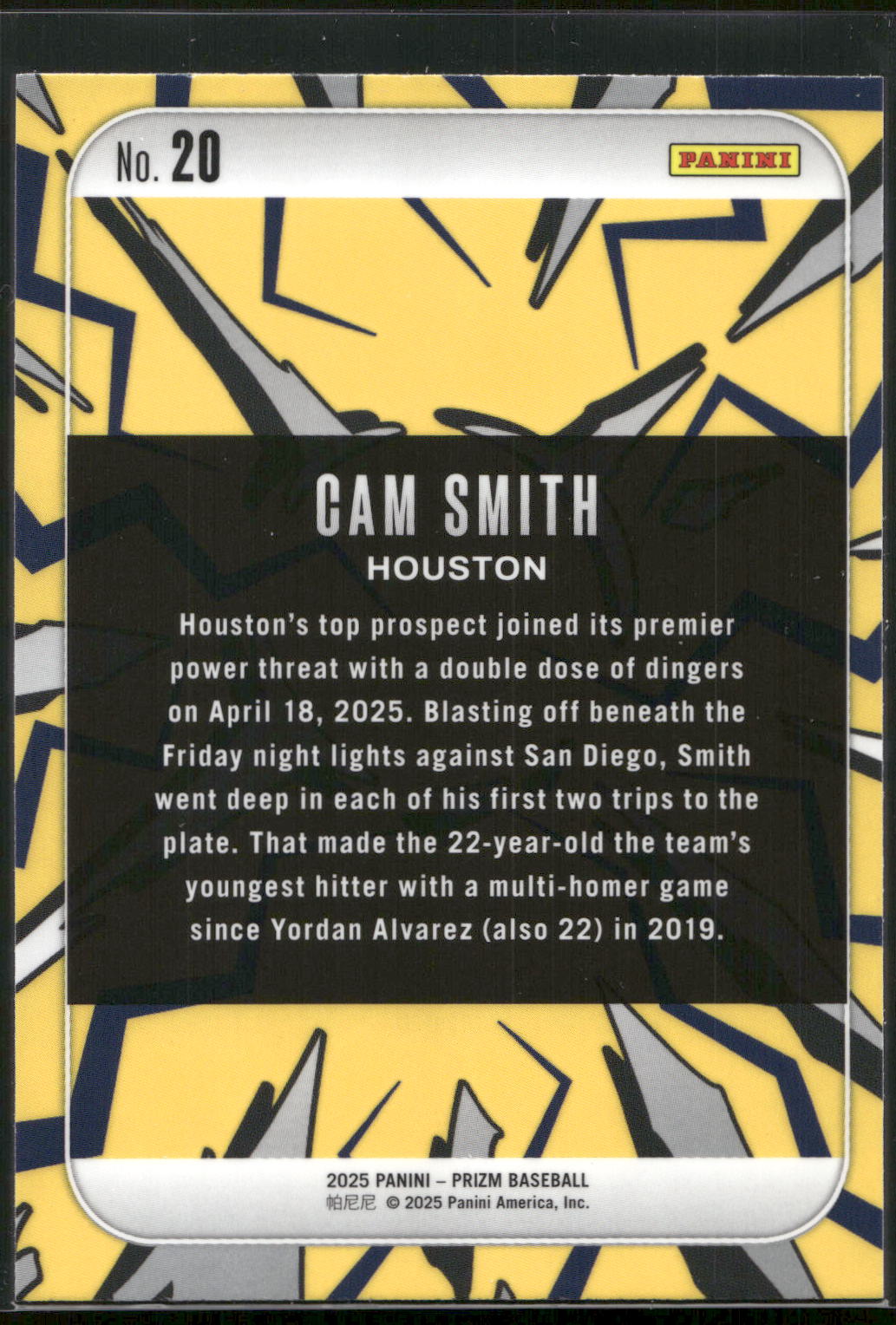 2025 Panini Prizm #20 Cam Smith Dingers!