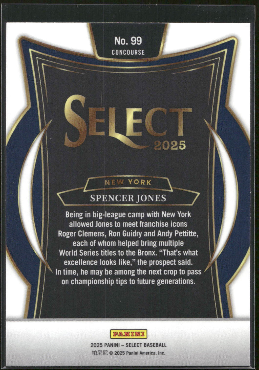 2025 Panini Select #99 Spencer Jones
