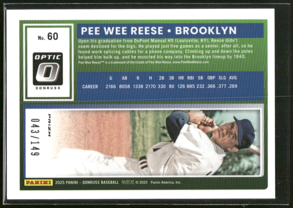 2025 Donruss #60 Pee Wee Reese Optic Green Velocity #/149