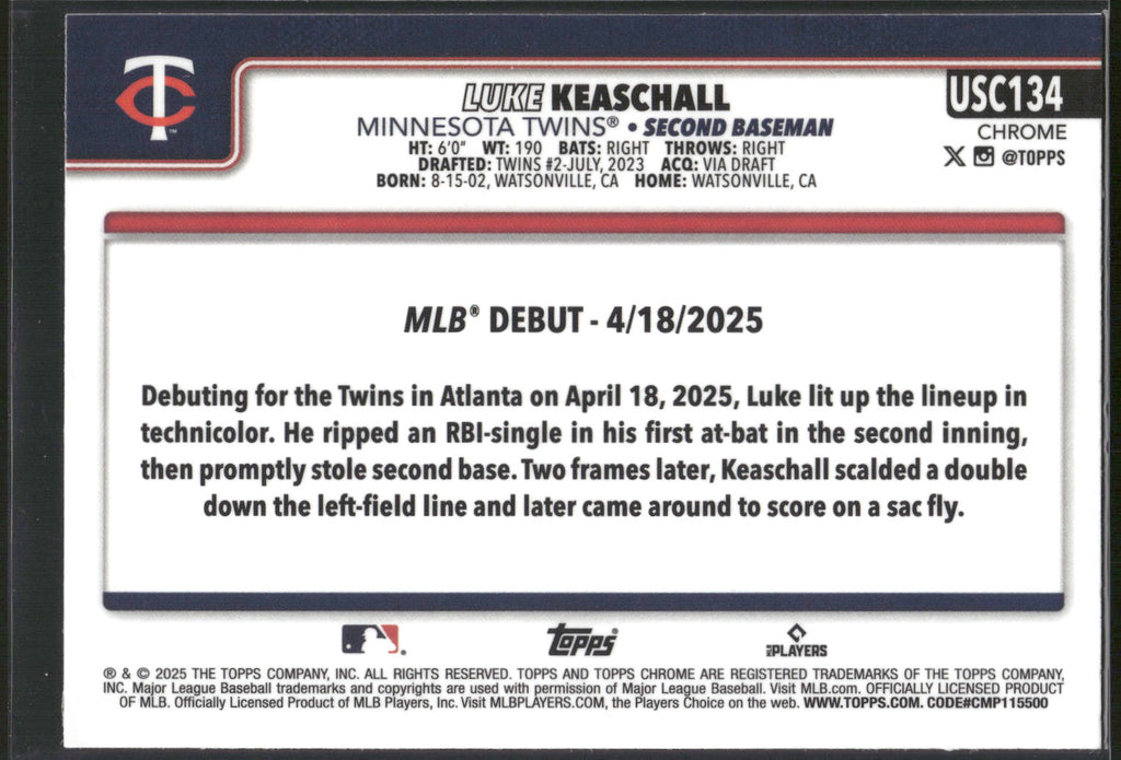 2025 Topps Chrome Update #USC134 Luke Keaschall