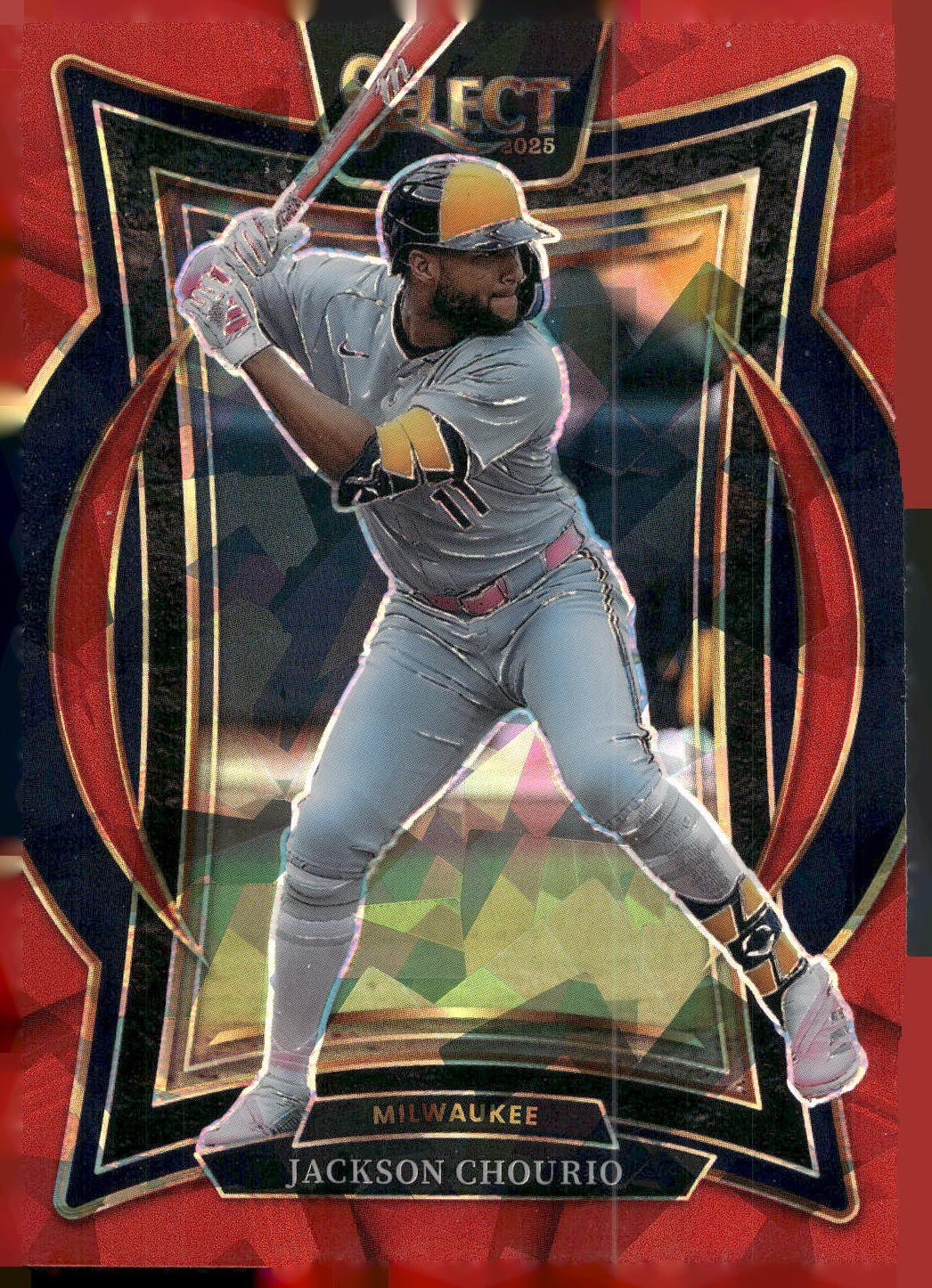 2025 Panini Select #90 Jackson Chourio Red Flash Prizms #/299