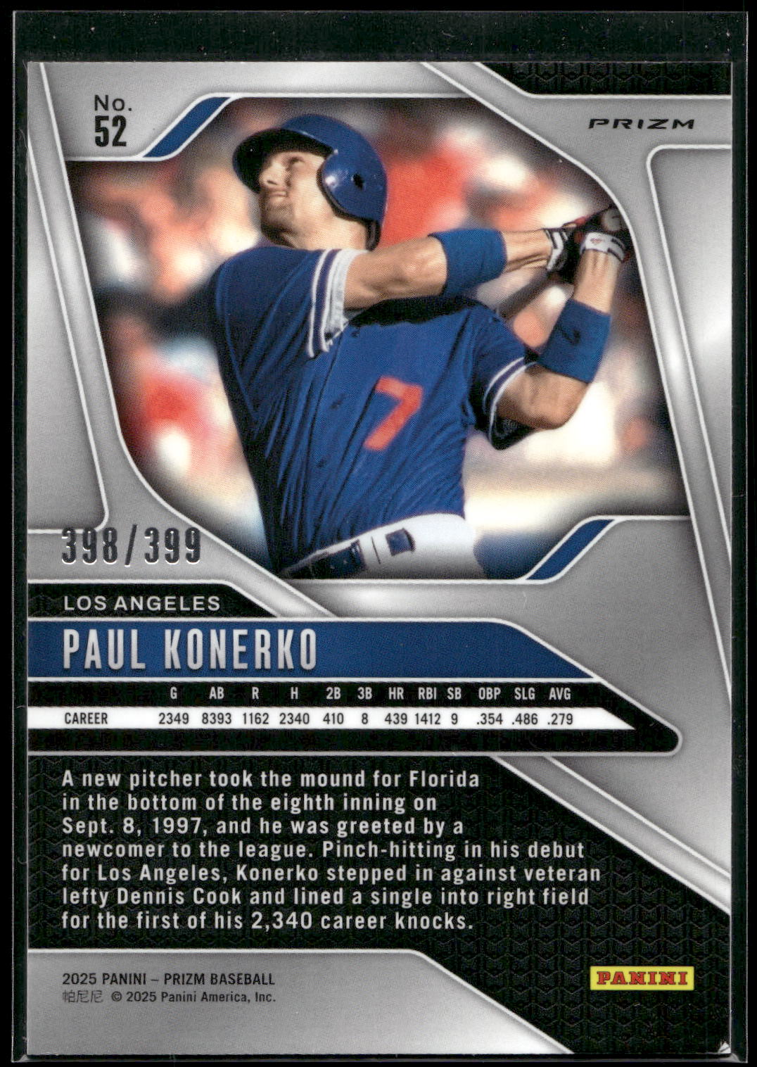 2025 Panini Prizm #52 Paul Konerko Red Pulsar Prizms #/399