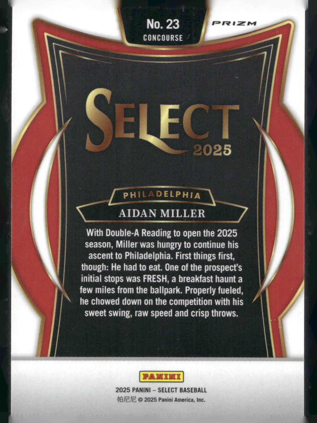 2025 Panini Select #23 Aidan Miller Red and Green Ice Prizms