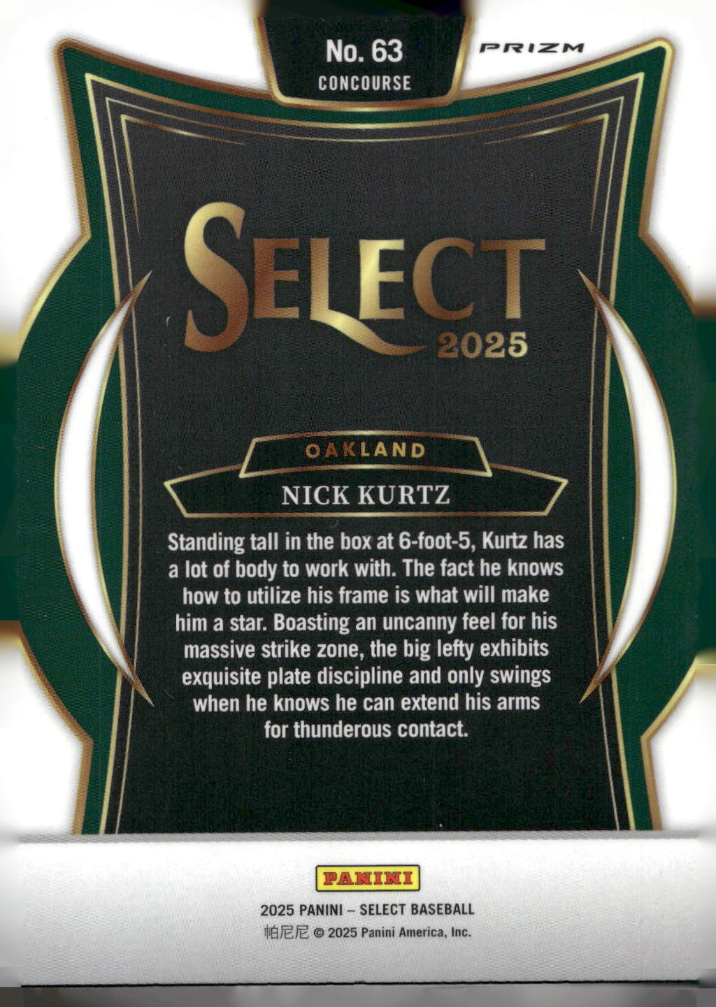 2025 Panini Select #63 Nick Kurtz Silver Prizms