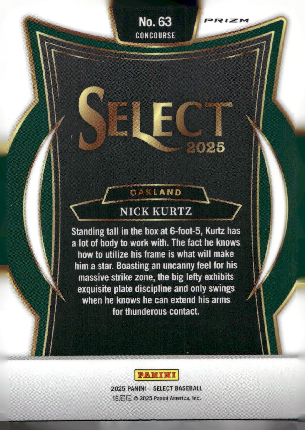 2025 Panini Select #63 Nick Kurtz Silver Prizms
