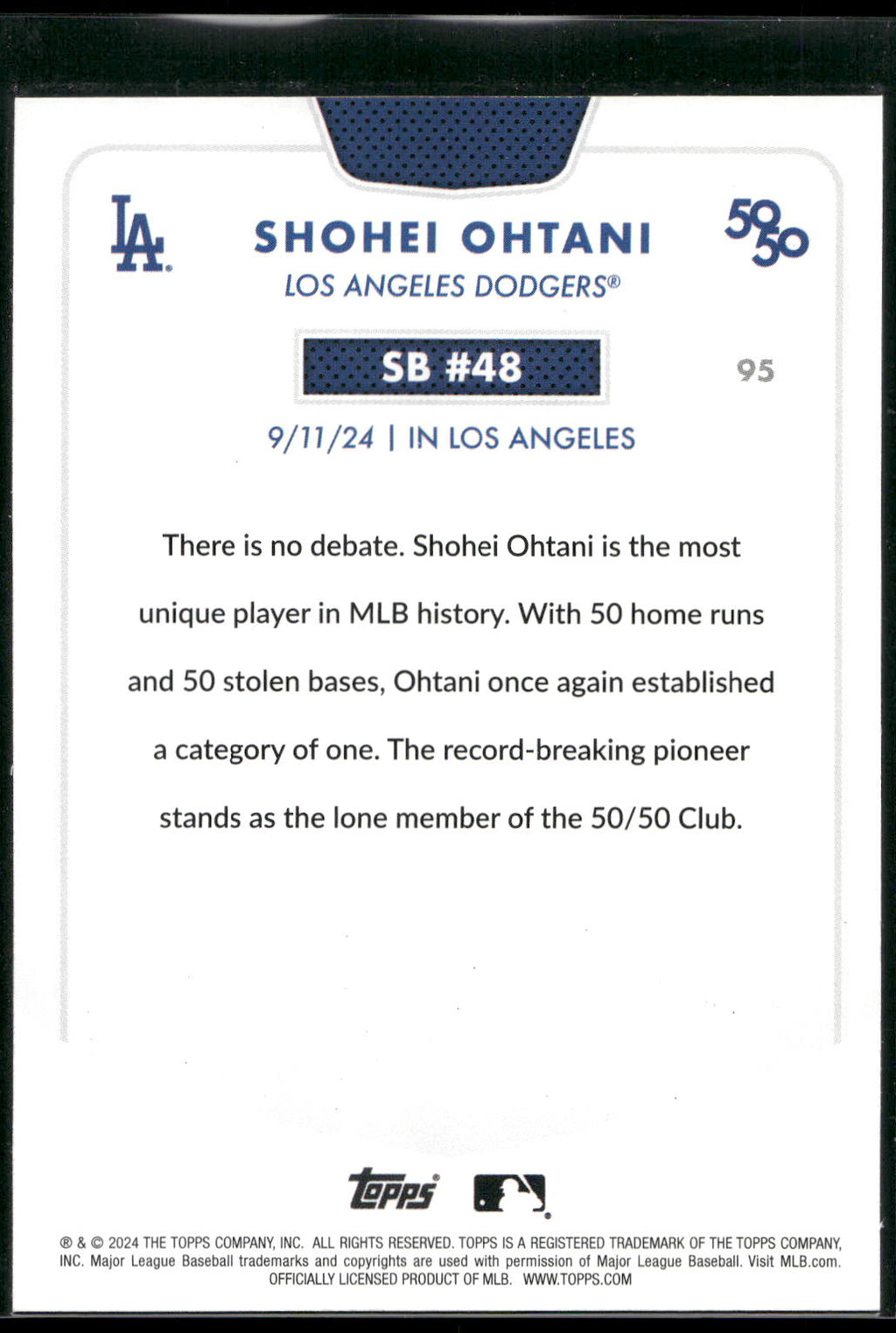 2024 Topps 50/50: Shohei Ohtani #95 Shohei Ohtani