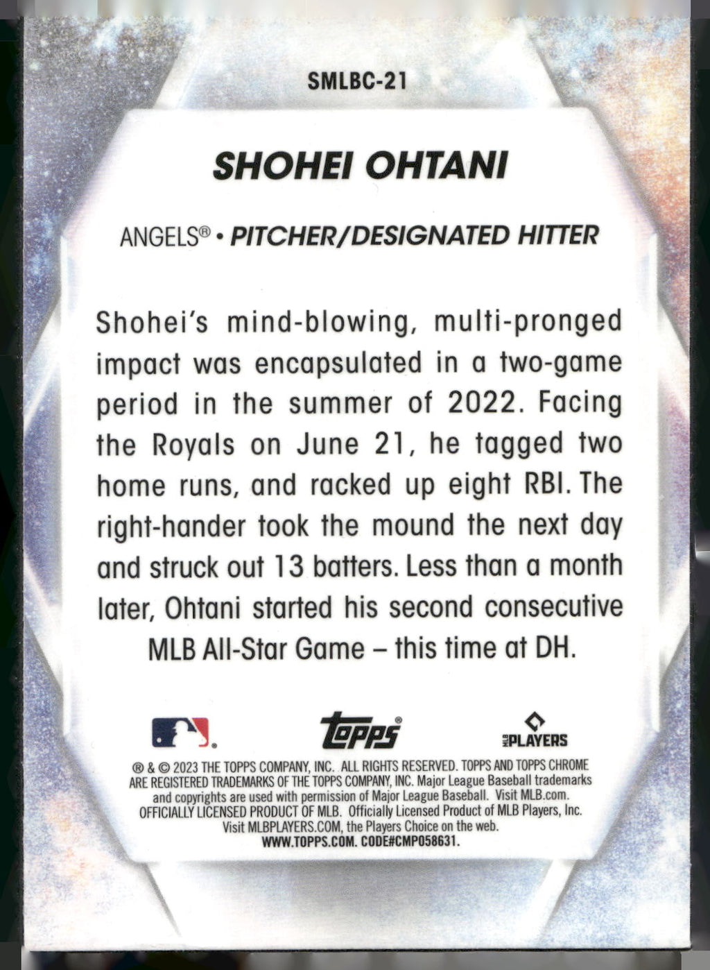 2023 Topps #SMLBC-21 Shohei Ohtani Stars of MLB Chrome