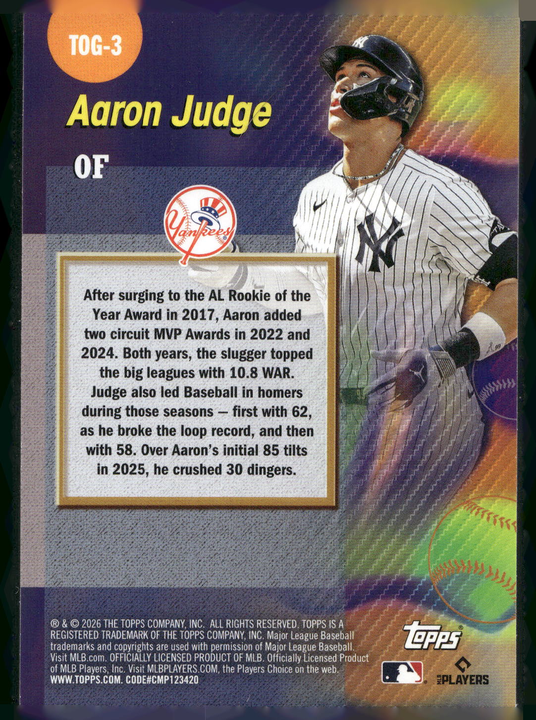 2026 Topps #TOG-3 Aaron Judge Titans of the Game