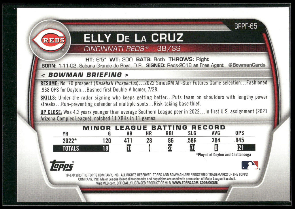 2023 Bowman 1st Edition #BPPF-65 Elly De La Cruz