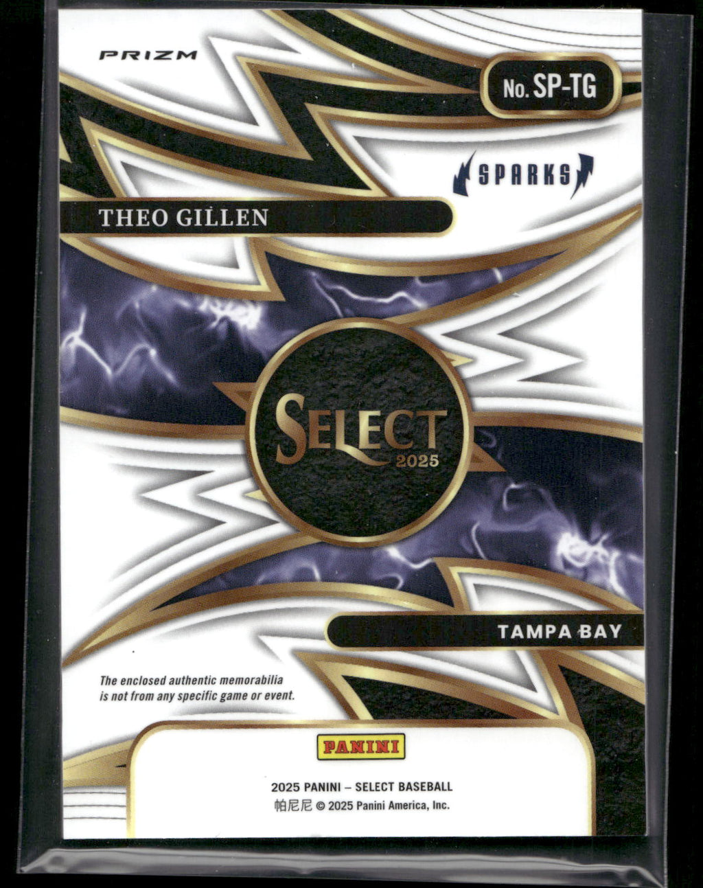 2025 Panini Select #SP-TG Theo Gillen Sparks Relics Flash Prizm