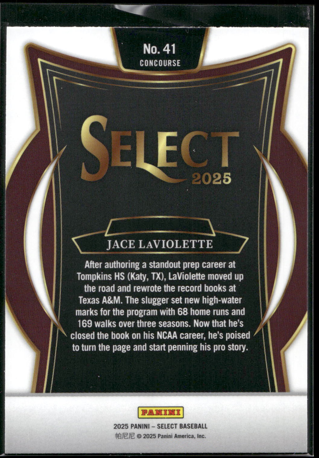 2025 Panini Select #41 Jace LaViolette