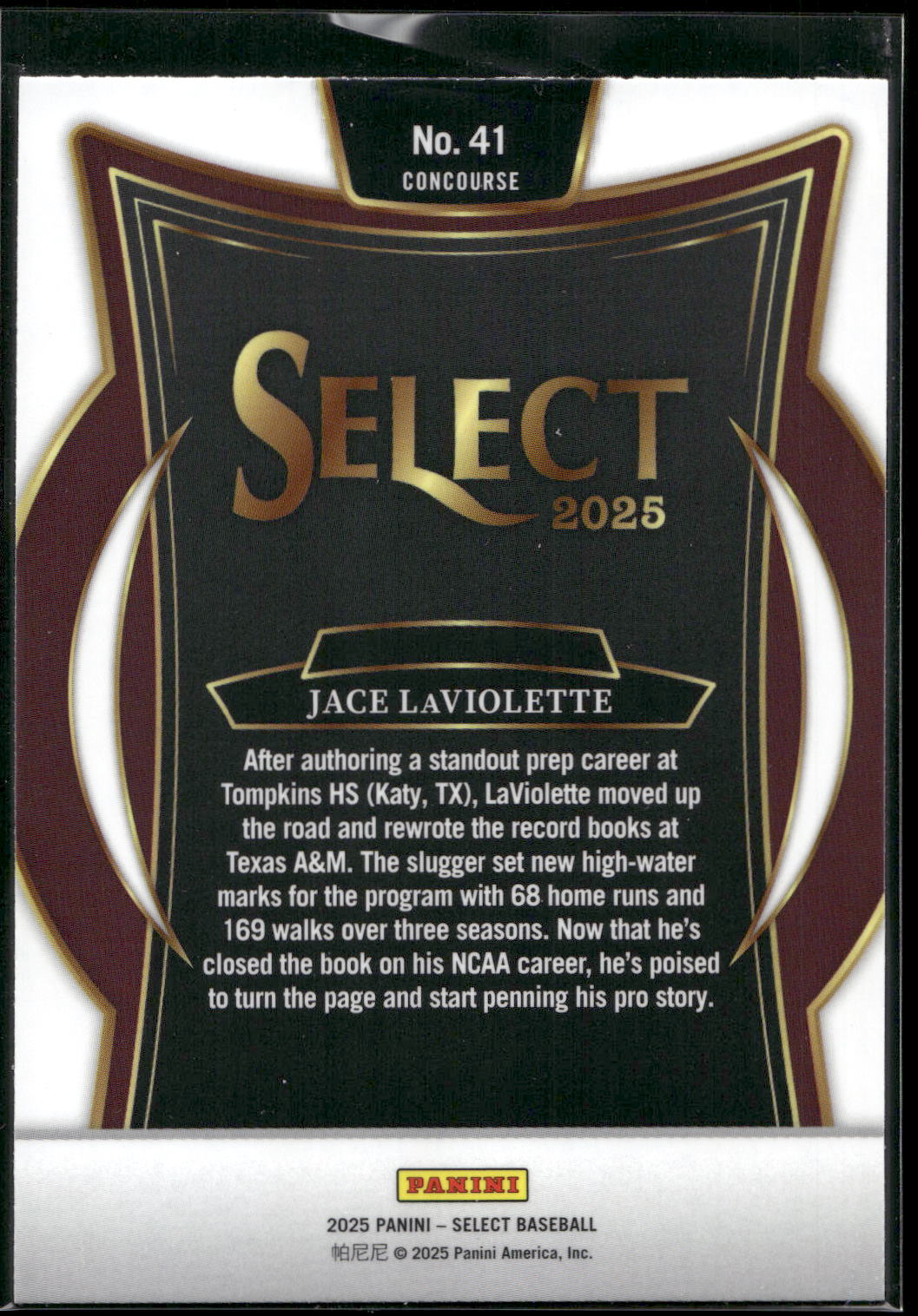 2025 Panini Select #41 Jace LaViolette