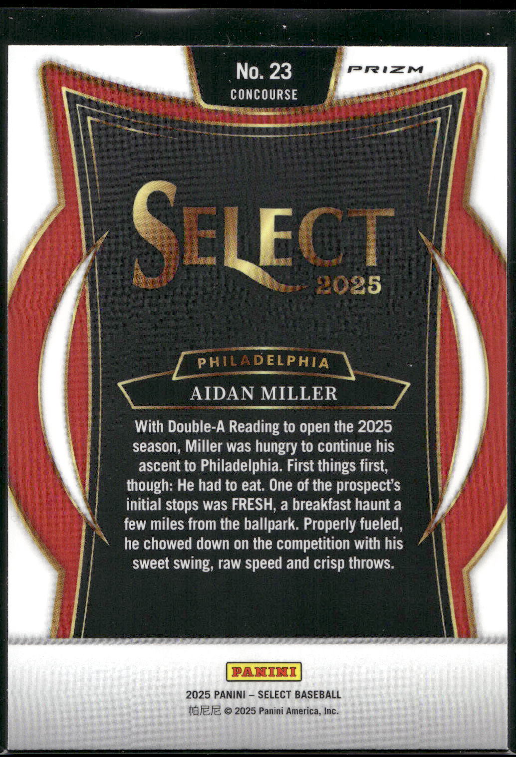 2025 Panini Select #23 Aidan Miller Silver Prizms