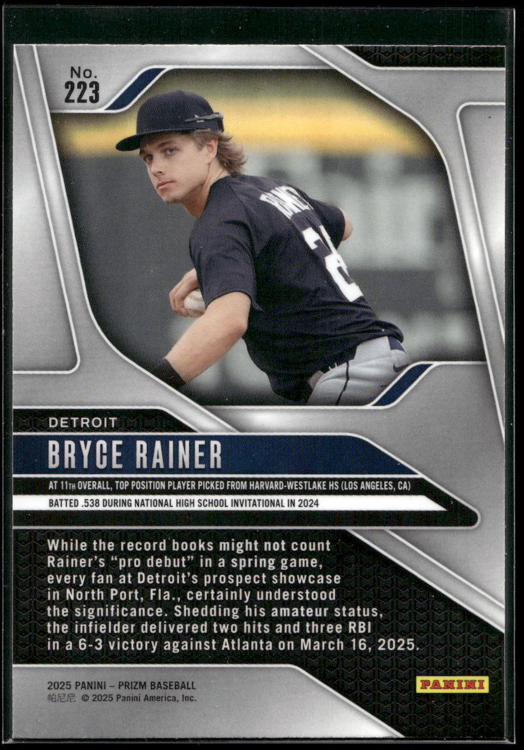 2025 Panini Prizm #223 Bryce Rainer