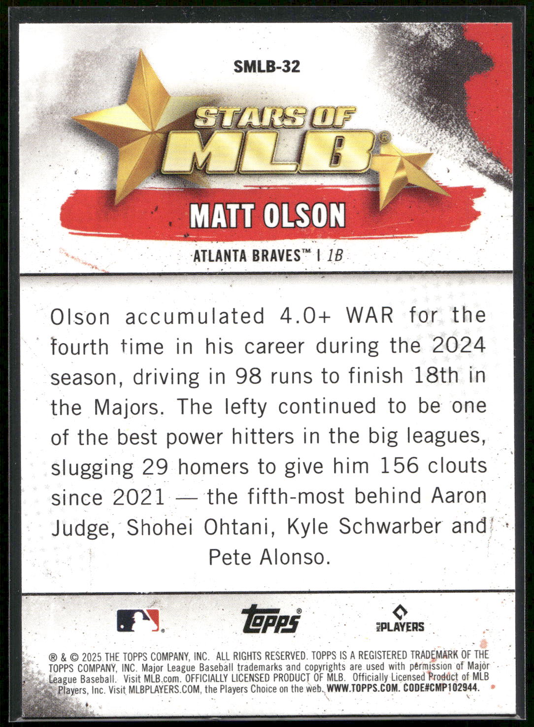 2025 Topps #SMLB-32 Matt Olson Stars of MLB