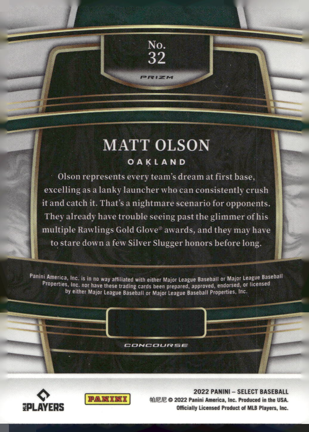 2022 Panini Select #32 Matt Olson Scope