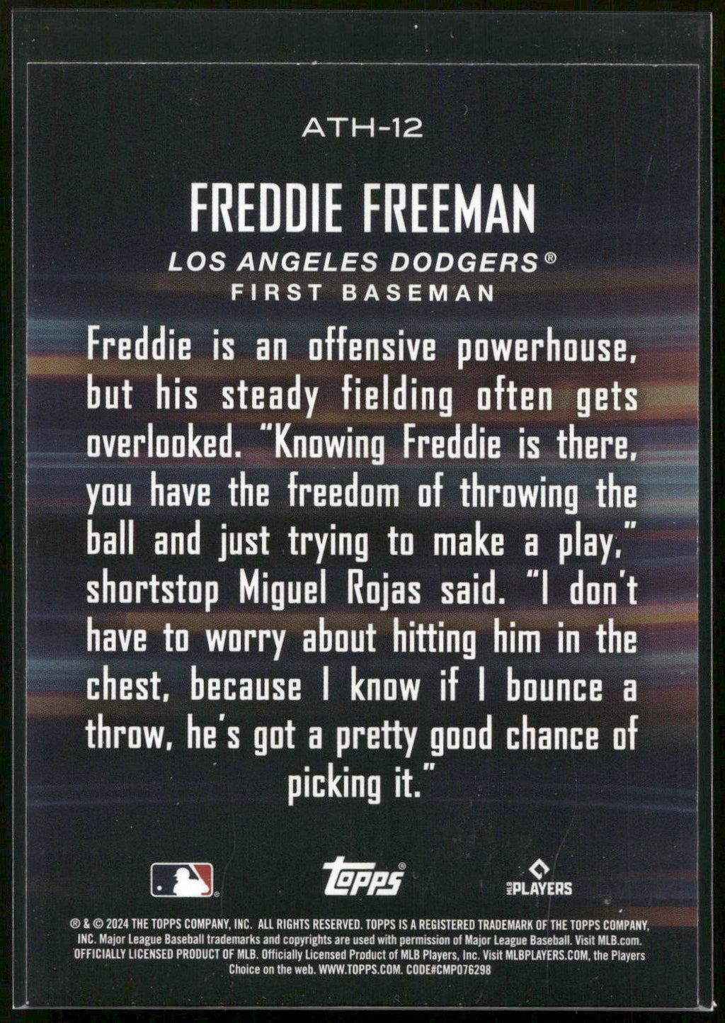 2024 Topps #ATH-12 Freddie Freeman Around the Horn