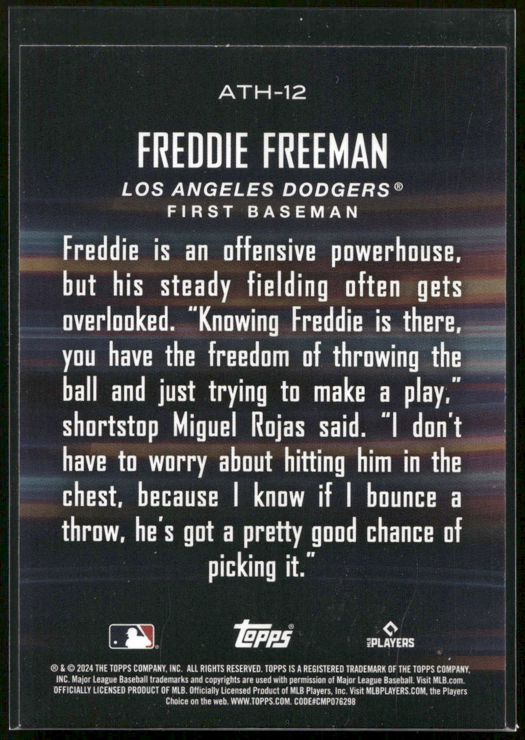 2024 Topps #ATH-12 Freddie Freeman Around the Horn