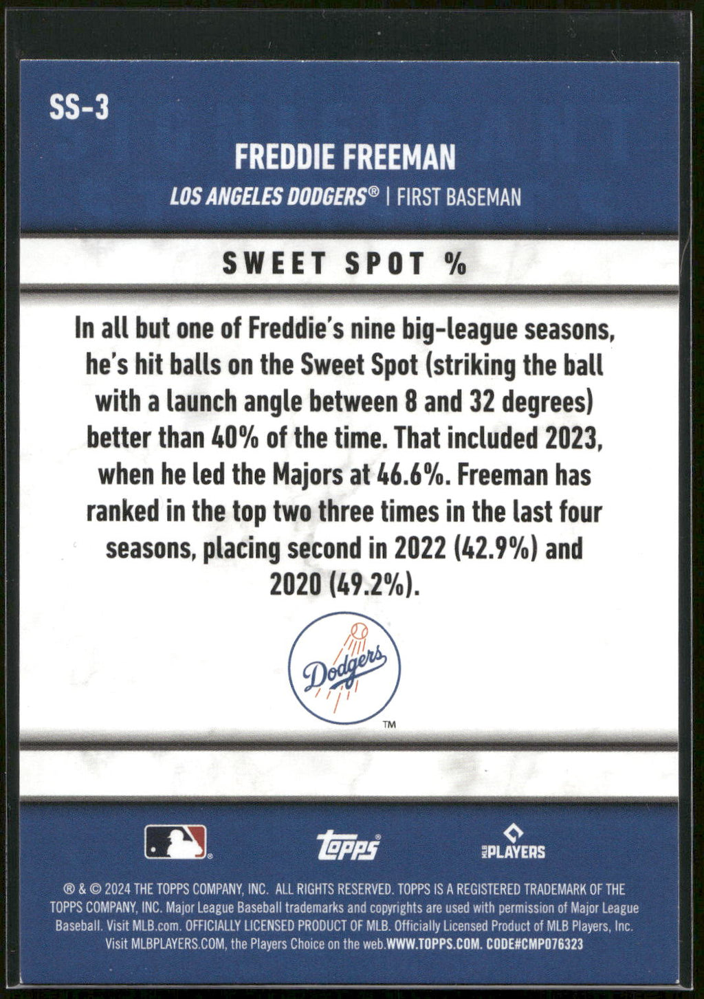 2024 Topps #SS-3 Freddie Freeman Significant Statistics