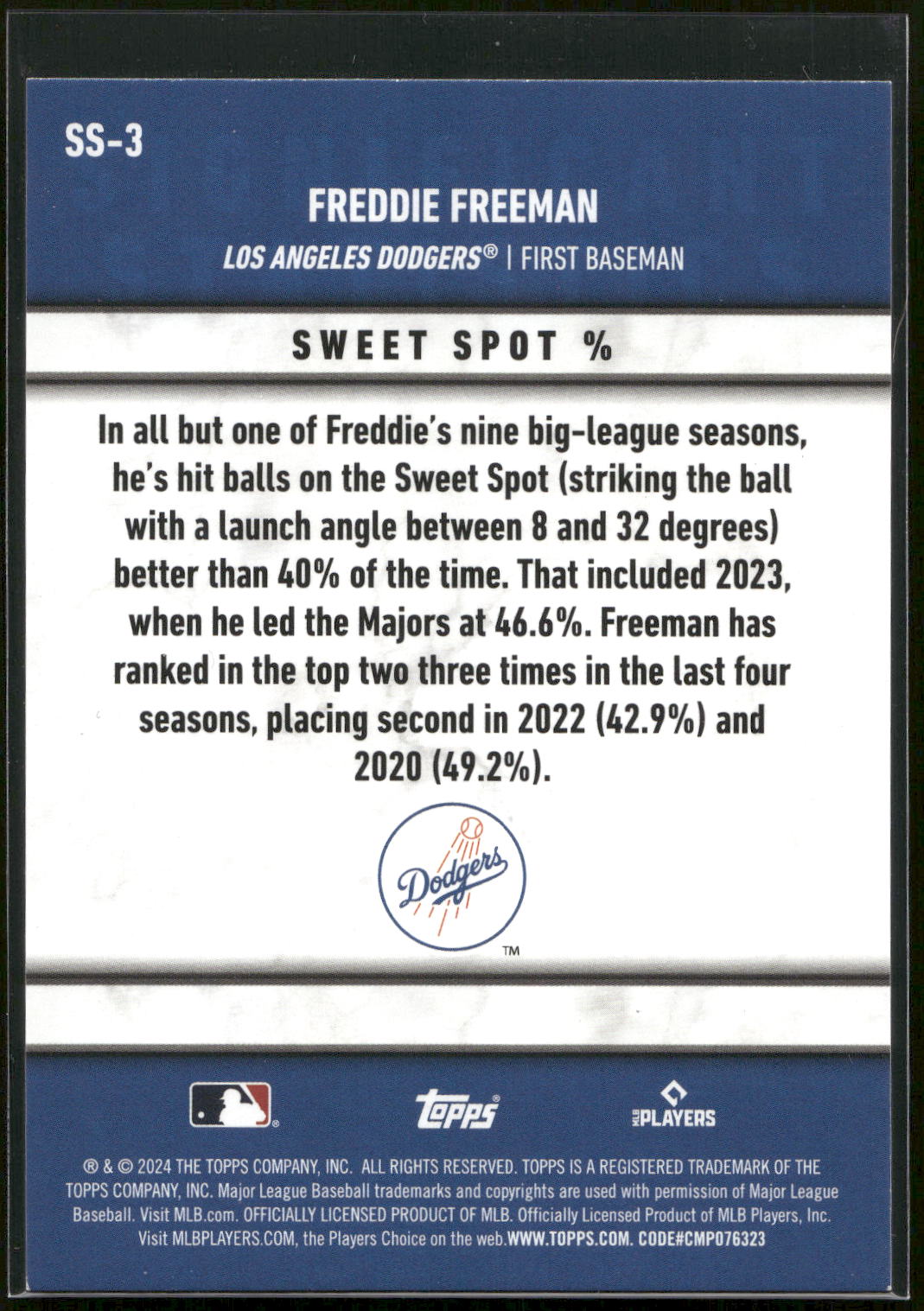 2024 Topps #SS-3 Freddie Freeman Significant Statistics