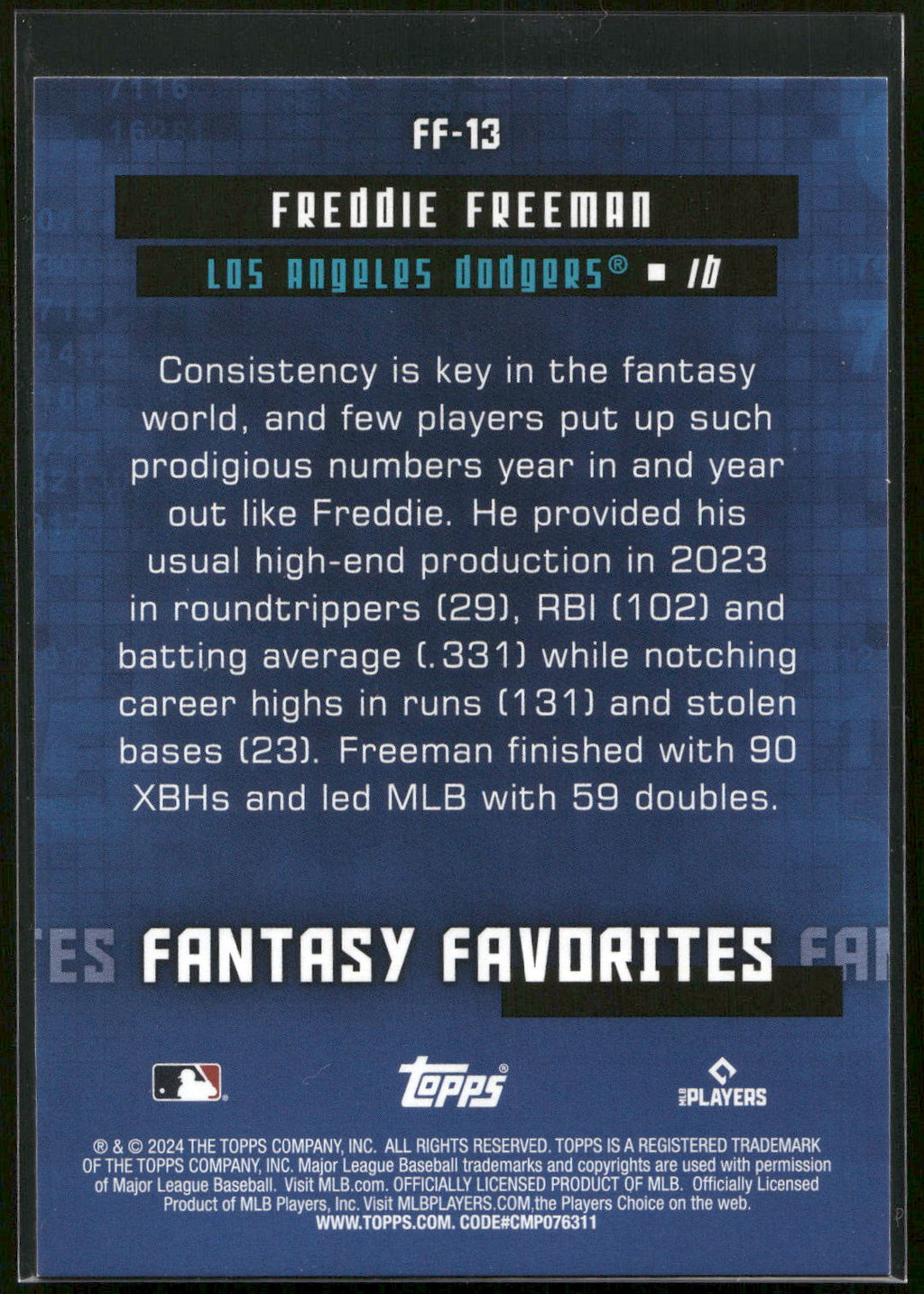 2024 Topps #FF-13 Freddie Freeman Fantasy Favorites