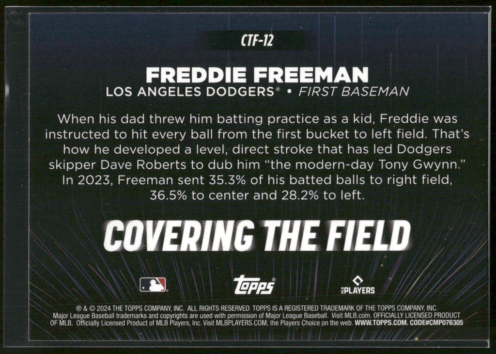2024 Topps #CTF-12 Freddie Freeman Covering the Field
