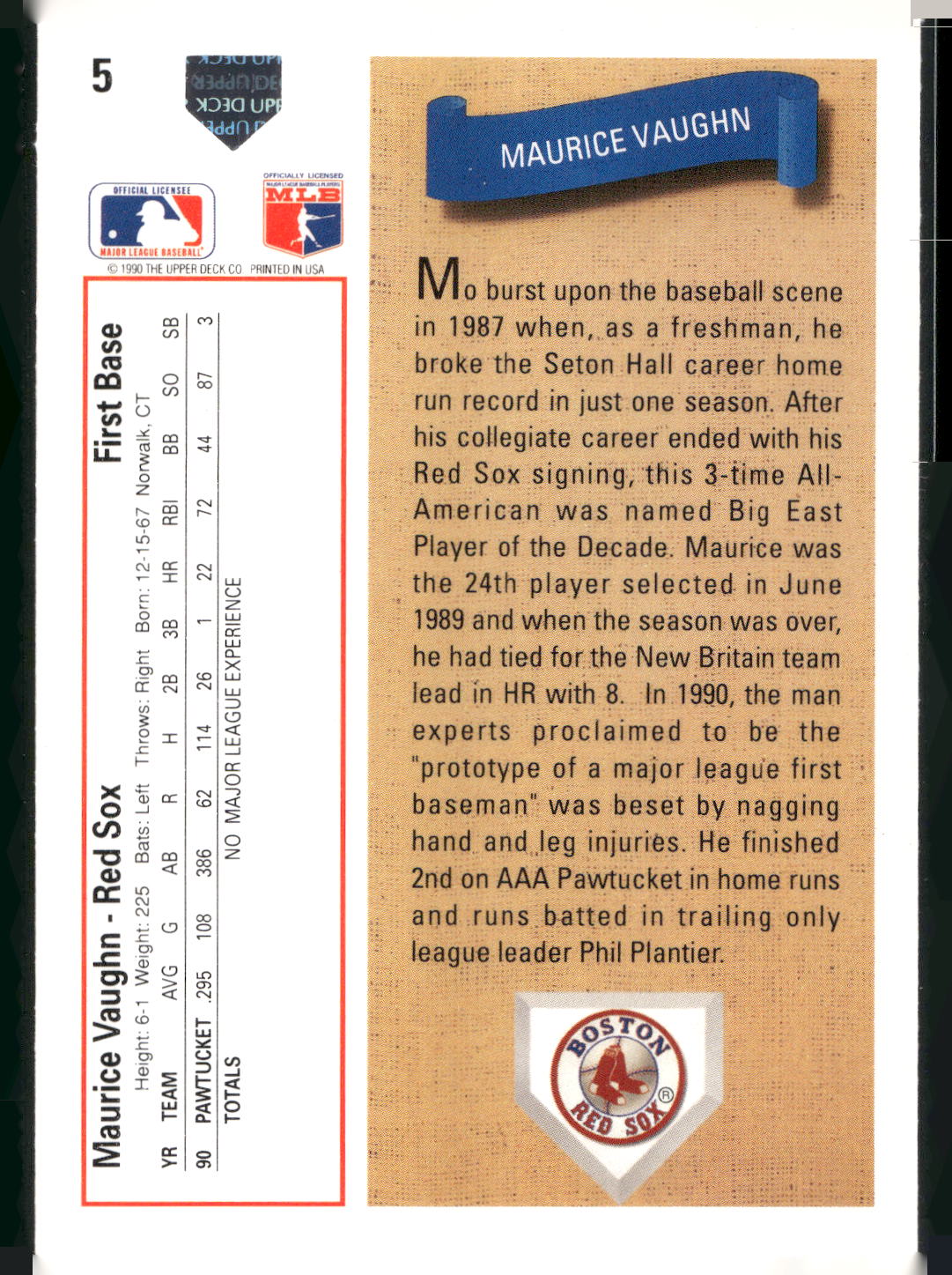 1991 Upper Deck #5 Maurice Vaughn